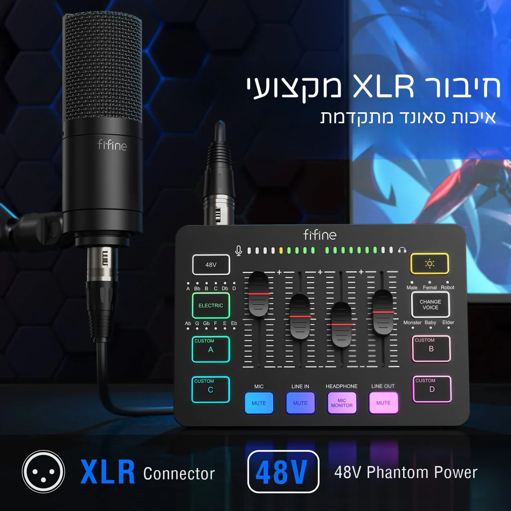מיקסר כרטיס קול FIFINE AmpliGame SC3 - Image 4