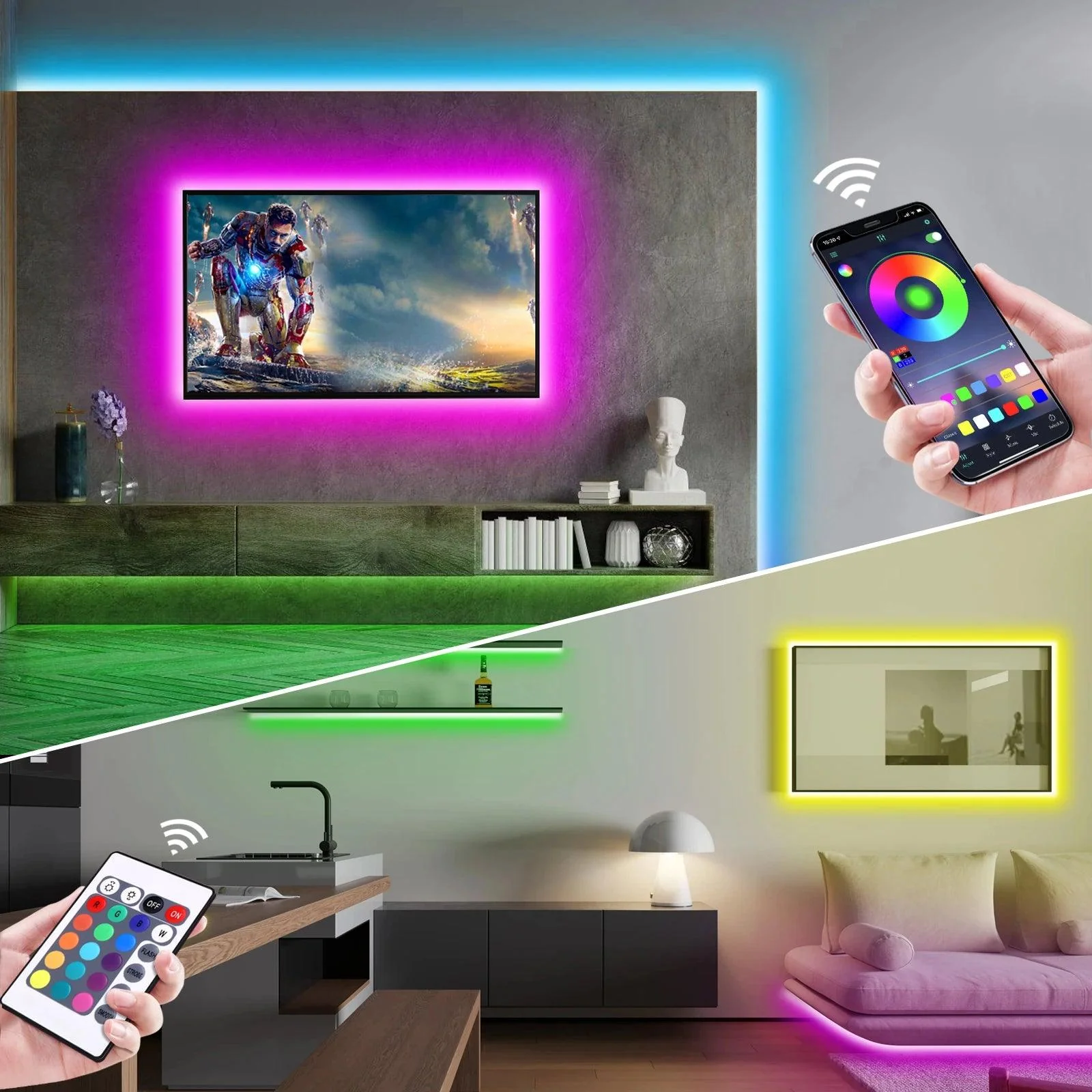תאורת ניאון RGB צבעונית עם שלט - Image 3